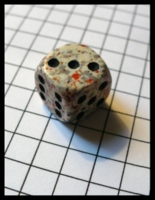 Dice : Dice - 6D - Ivory With Black qand Orange Speckles and Black Pips